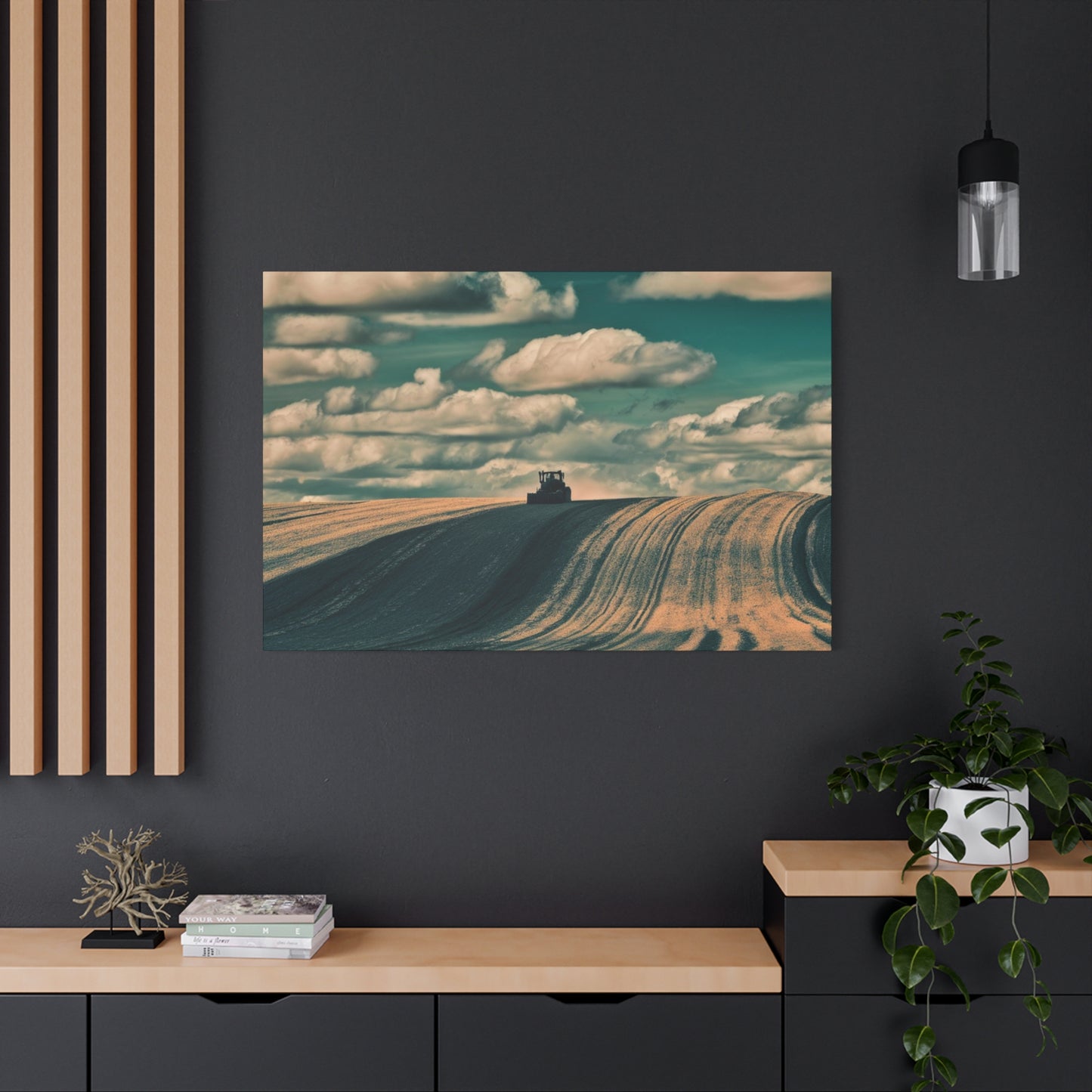 Tractor Landscape Wall Art Canvas - Rustic Farm Decor