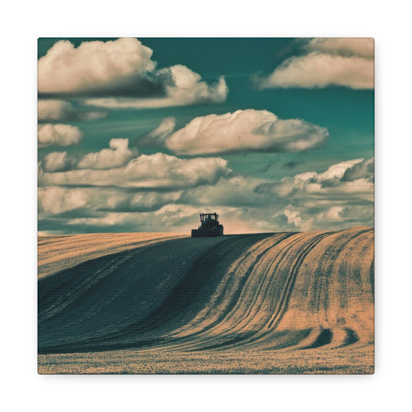 Tractor Landscape Wall Art Canvas - Rustic Farm Decor