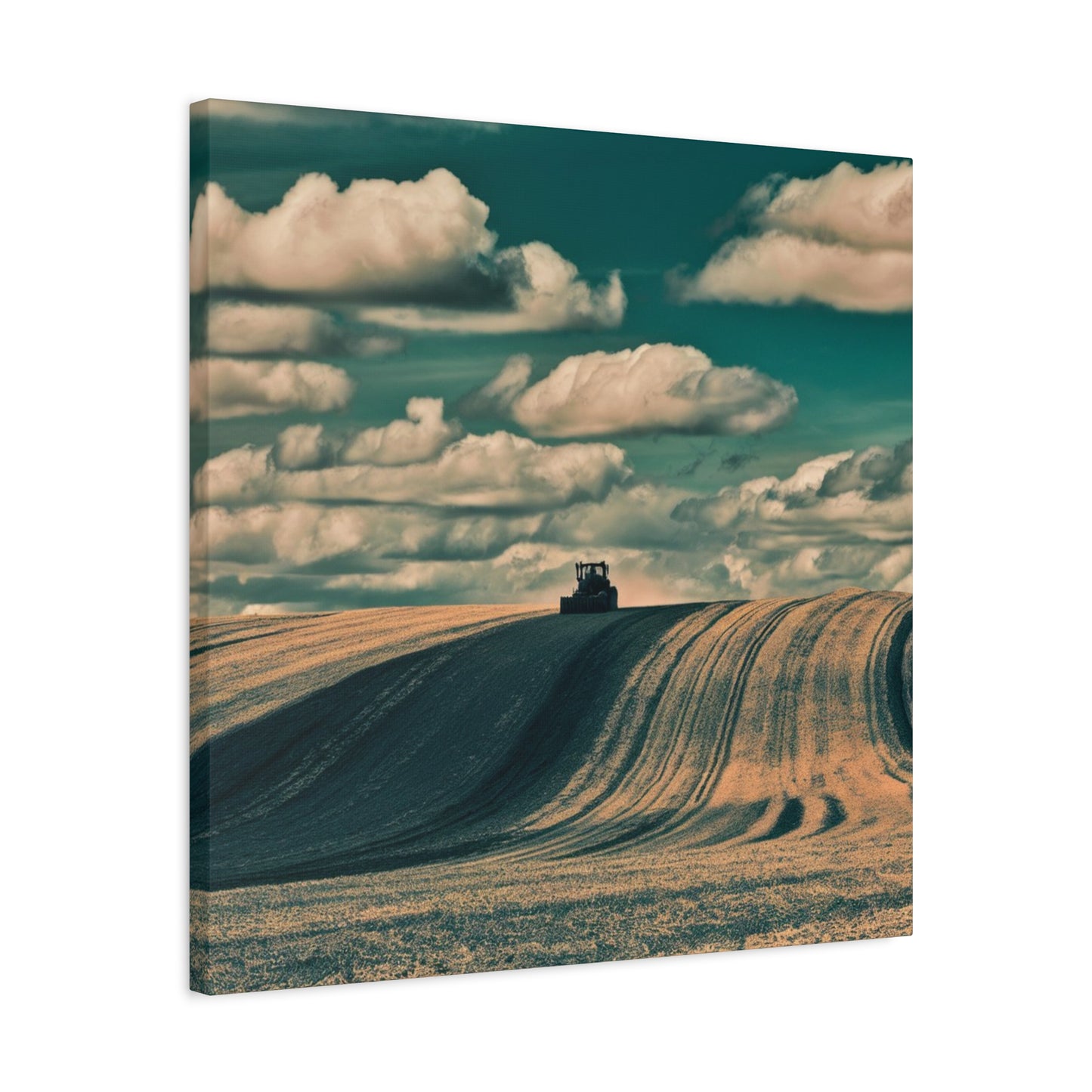 Tractor Landscape Wall Art Canvas - Rustic Farm Decor