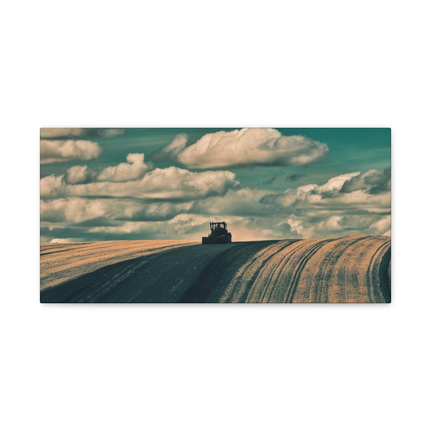 Tractor Landscape Wall Art Canvas - Rustic Farm Decor
