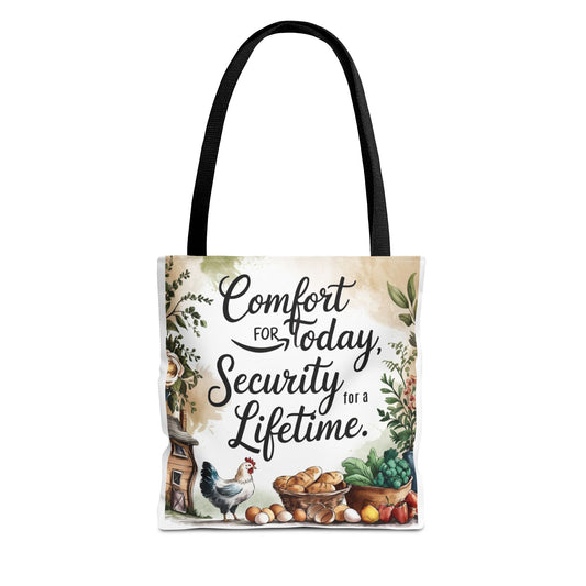 Comfort for Today Tote Bag - Security for a Lifetime - Farmhouse Style