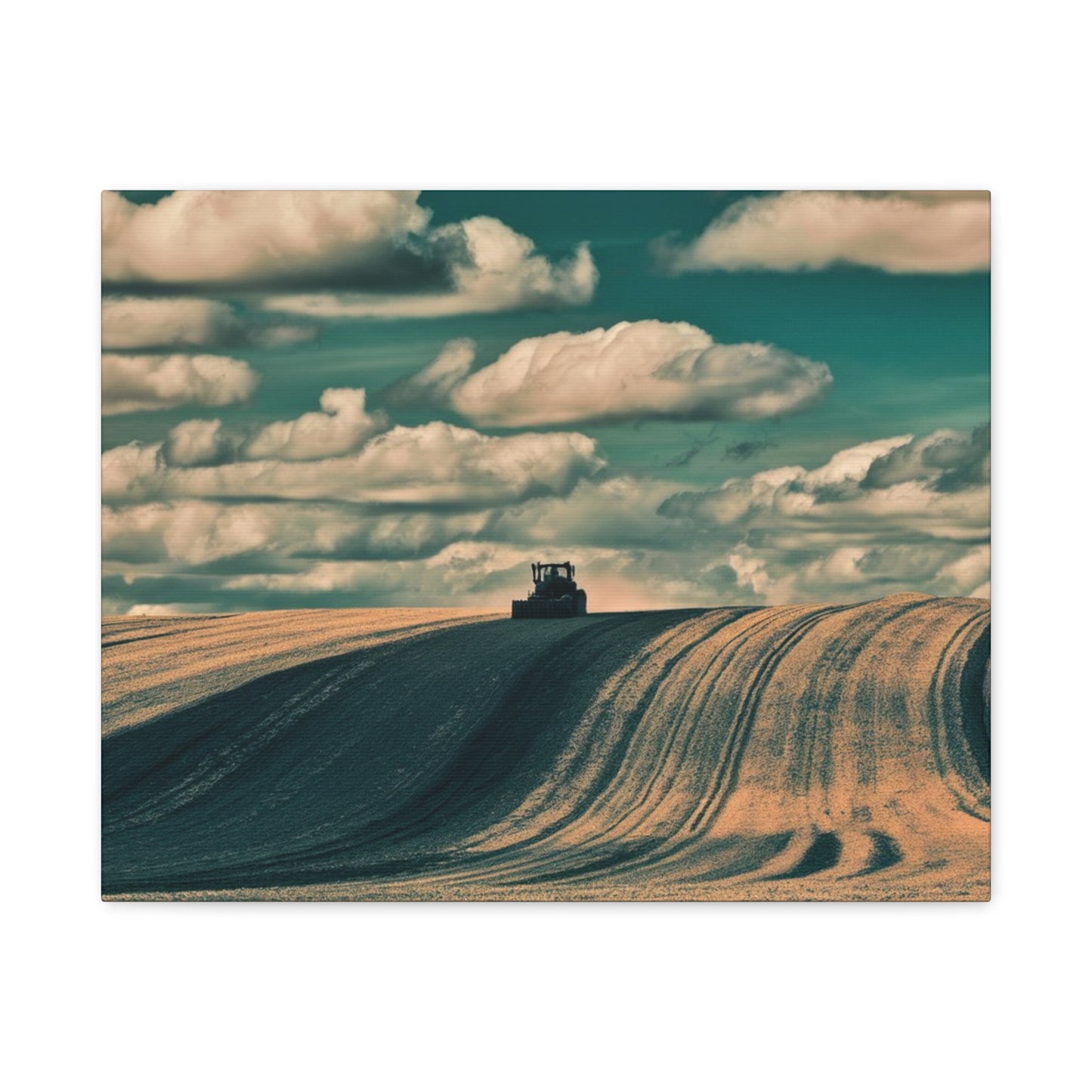 Tractor Landscape Wall Art Canvas - Rustic Farm Decor