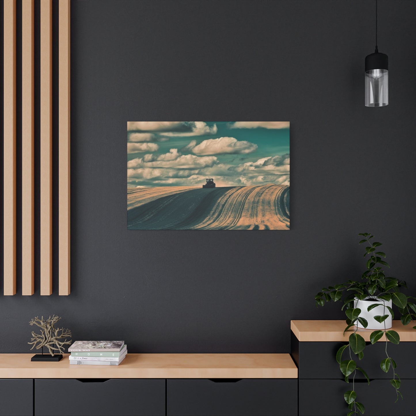 Tractor Landscape Wall Art Canvas - Rustic Farm Decor