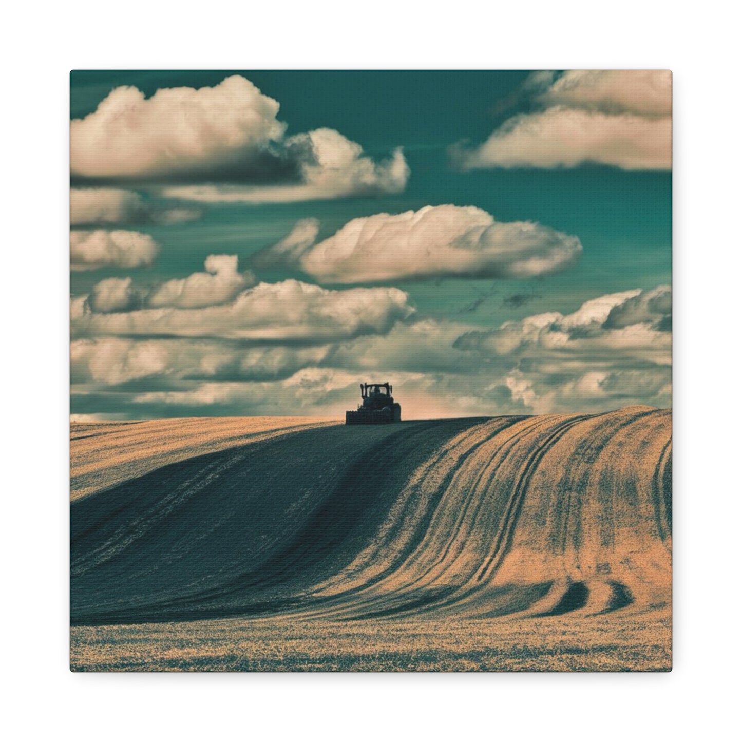 Tractor Landscape Wall Art Canvas - Rustic Farm Decor