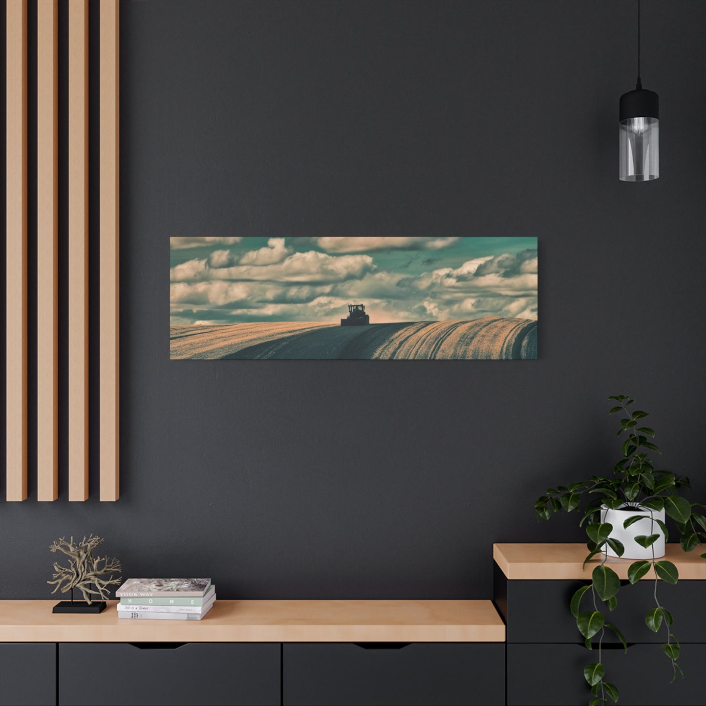 Tractor Landscape Wall Art Canvas - Rustic Farm Decor