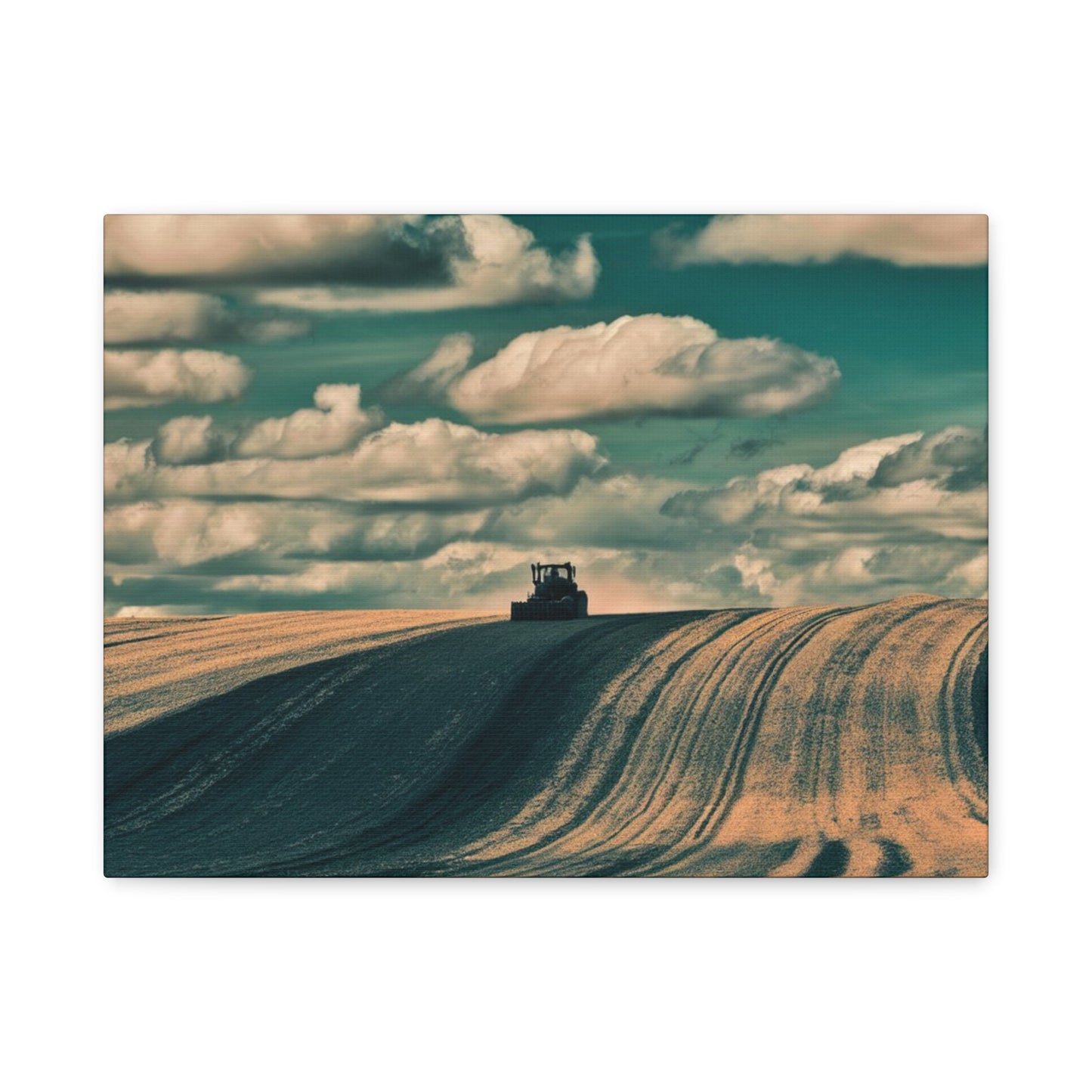 Tractor Landscape Wall Art Canvas - Rustic Farm Decor