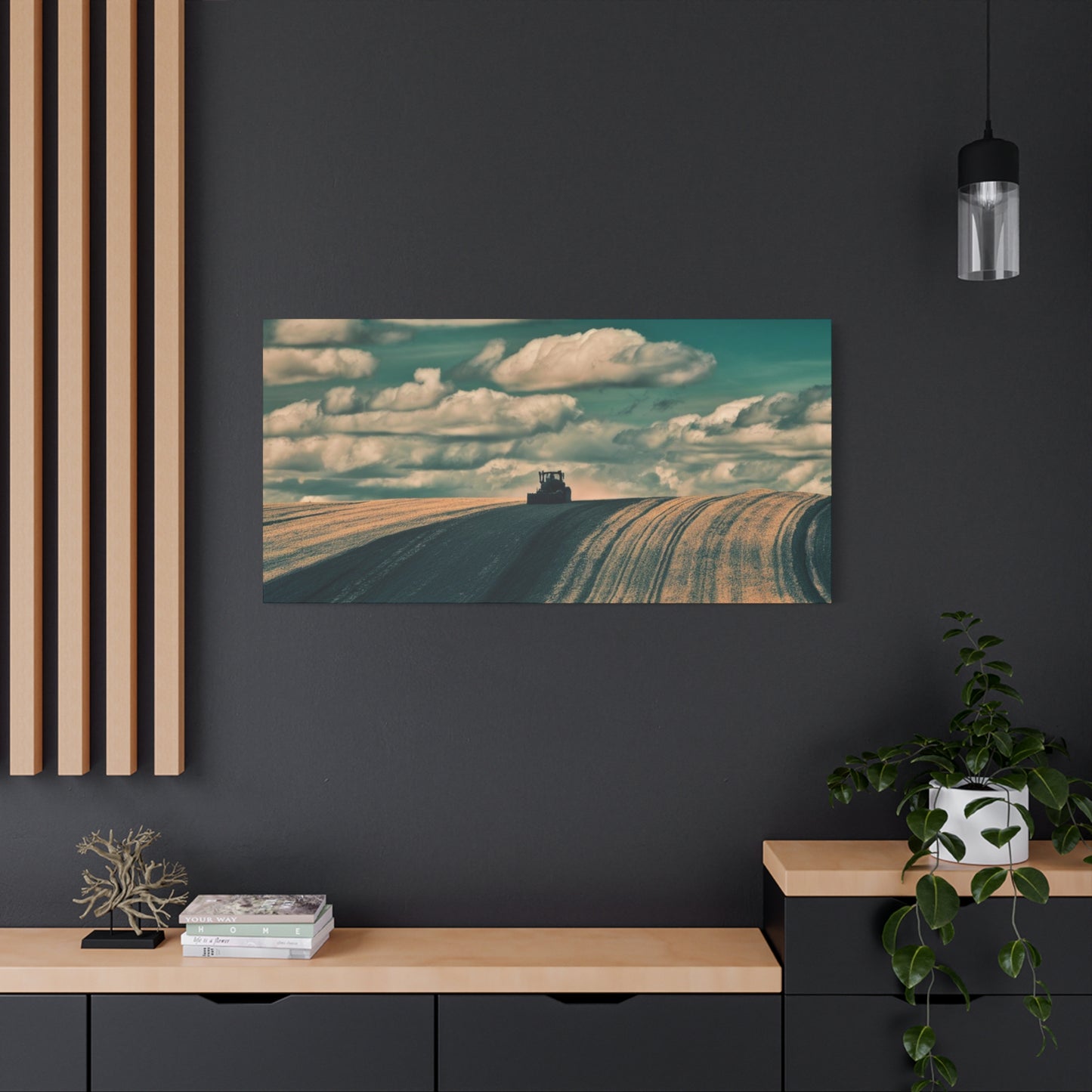 Tractor Landscape Wall Art Canvas - Rustic Farm Decor