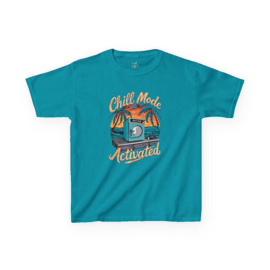 Kids Tee — "Chill Mode Activated" Tropical Surf Graphic