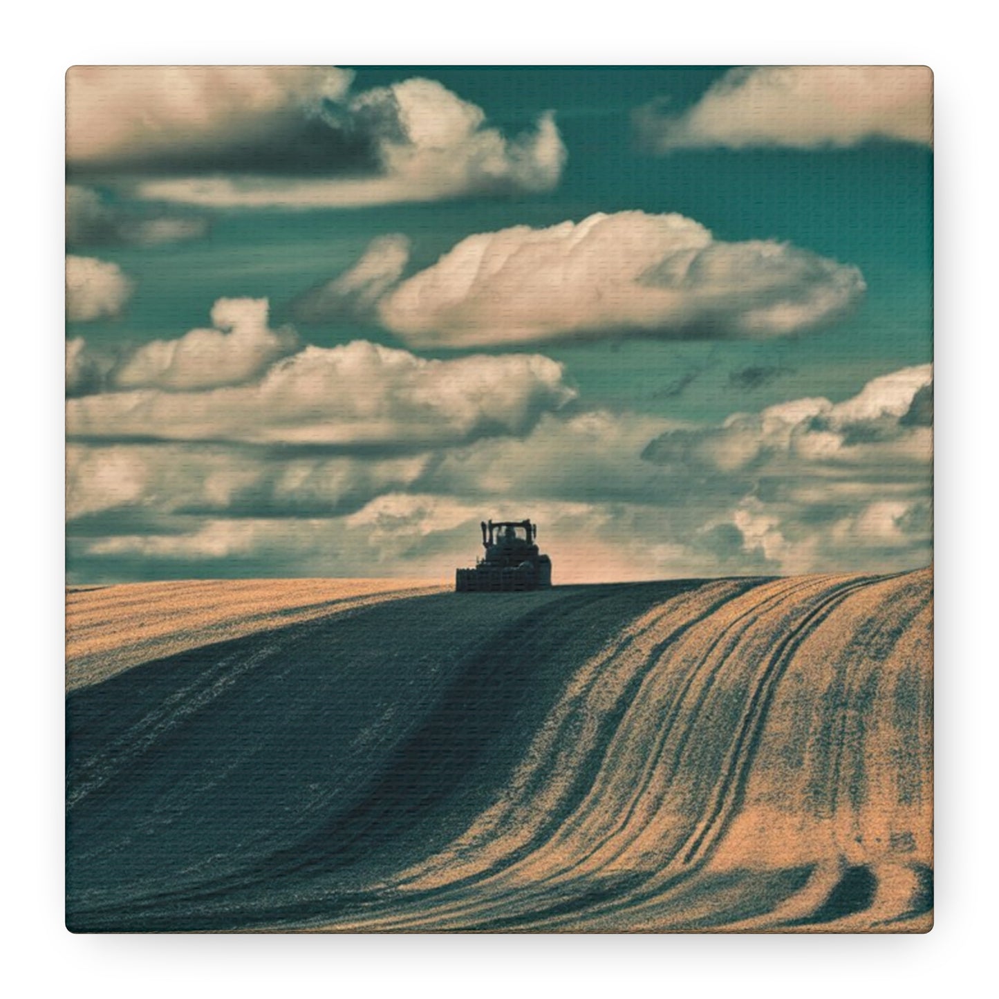 Tractor Landscape Wall Art Canvas - Rustic Farm Decor